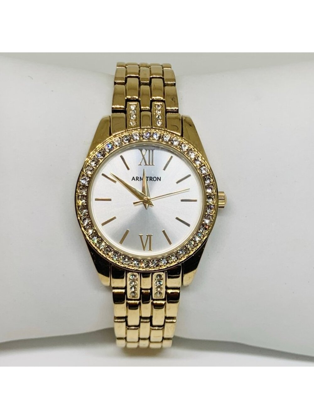 Armitron gold tone women’s watch 32mm rhinestones quartz adjustable running